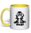 Чашка з кольоровою ручкою Тасманський Диявол (Tasmanian Devil) Сонячно жовтий фото