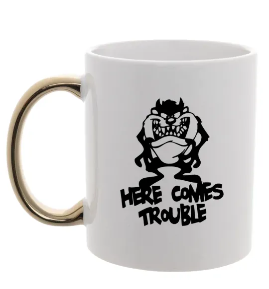 Чашка з кольоровою ручкою Тасманський Диявол (Tasmanian Devil) Золото фото