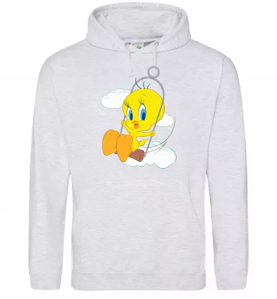 Женская толстовка (худи) Твіті (Tweety Bird) Серый меланж фото