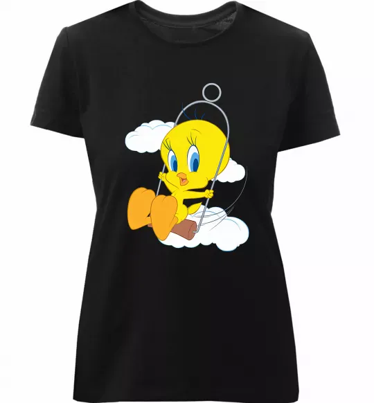 Женская премиум футболка Твіті (Tweety Bird) Черный фото
