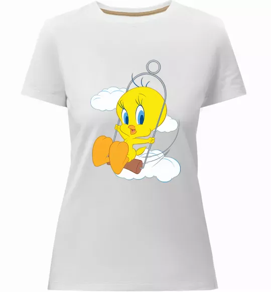 Женская премиум футболка Твіті (Tweety Bird) Белый фото