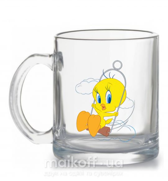 Чашка стеклянная Твити (Tweety Bird) Прозрачный фото