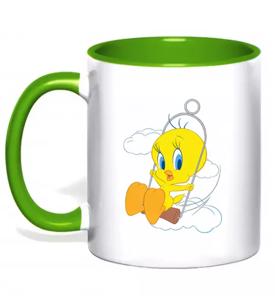 Чашка з кольоровою ручкою Твіті (Tweety Bird) Зелений фото