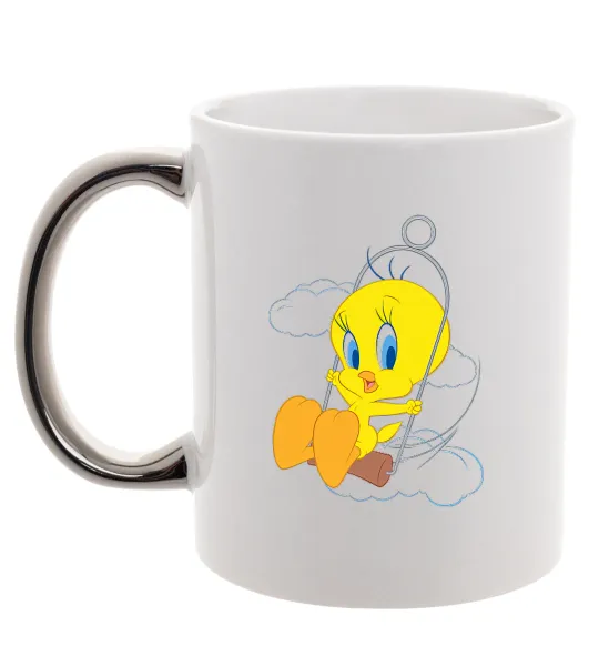 Чашка з кольоровою ручкою Твіті (Tweety Bird) Срібло фото