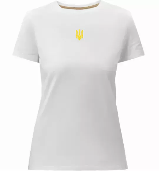 Женская премиум футболка Герб маленький друк Белый фото