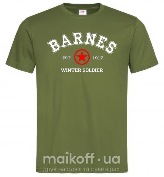 Чоловіча футболка Barnes Зимній солдат Оливковий фото