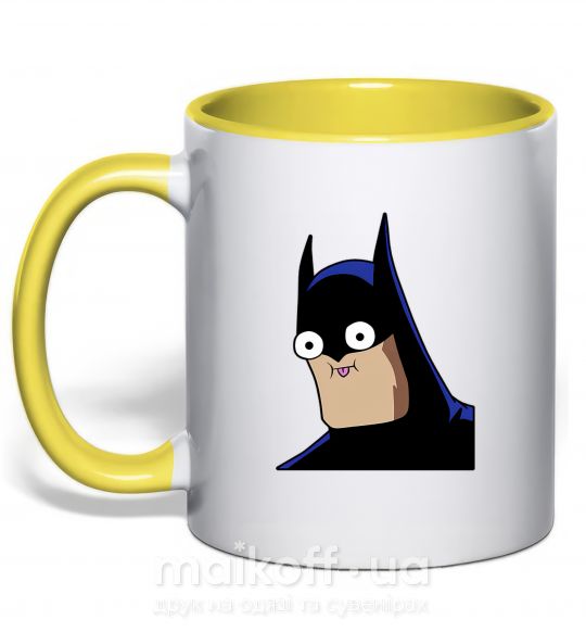 Чашка з кольоровою ручкою Бетмен веселий Сонячно жовтий фото