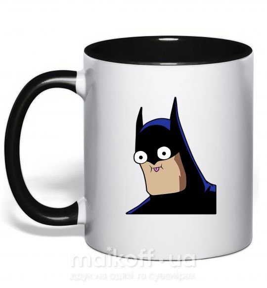 Чашка з кольоровою ручкою Бетмен веселий Чорний фото
