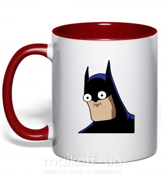 Чашка с цветной ручкой Бетмен веселий Красный фото