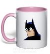 Чашка з кольоровою ручкою Бетмен веселий Ніжно рожевий фото