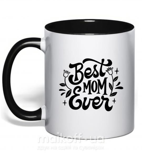 Чашка з кольоровою ручкою Best Mom Ever Чорний фото