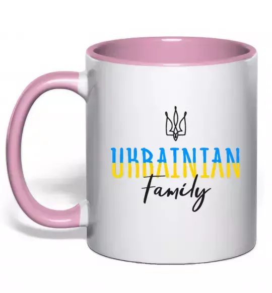 Чашка с цветной ручкой Ukrainian family Нежно розовый фото