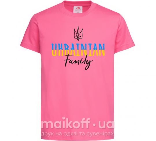 Детская футболка Ukrainian family Ярко-розовый фото