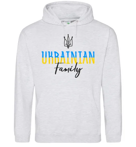 Чоловіча толстовка (худі) Ukrainian family Сірий меланж фото