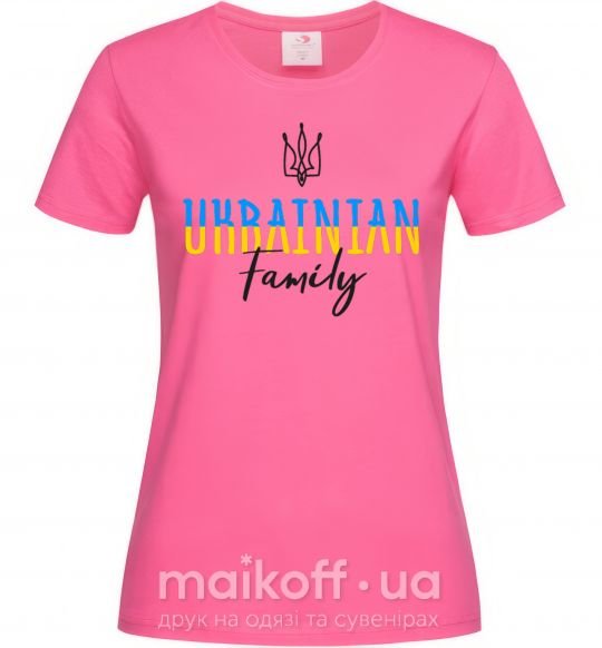 Женская футболка Ukrainian family Ярко-розовый фото