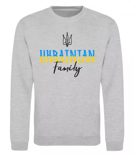 Свитшот Ukrainian family Серый меланж фото