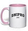 Чашка з кольоровою ручкою Dnipro est Ніжно рожевий фото
