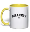Чашка з кольоровою ручкою Kharkiv est Лимонний фото