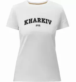 Жіноча преміум футболка Харків райони Білий фото