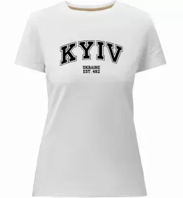 Женская премиум футболка Київ каштан емблема Белый фото