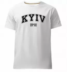 Мужская премиум футболка Київ каштан емблема Белый фото