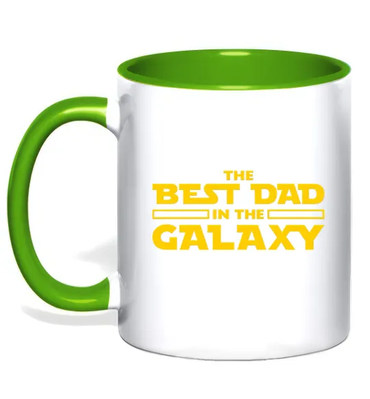 Чашка с цветной ручкой Best Dad Galaxy Лаймовый фото