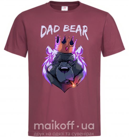Чоловіча футболка Dad bear Бордовий фото