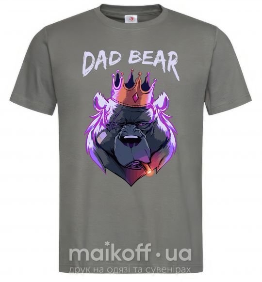 Чоловіча футболка Dad bear Графіт фото