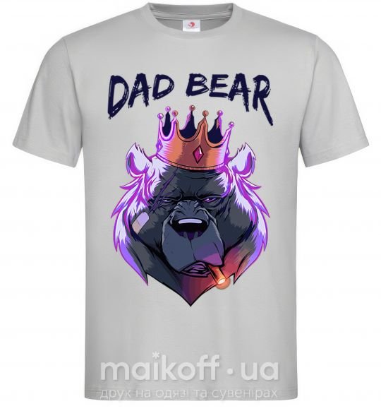 Мужская футболка Dad bear Серый фото