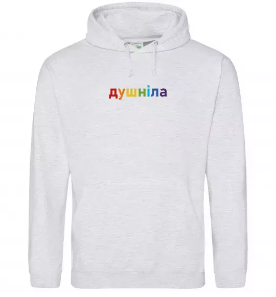 Женская толстовка (худи) Душніла ВИШИВКА Серый меланж фото