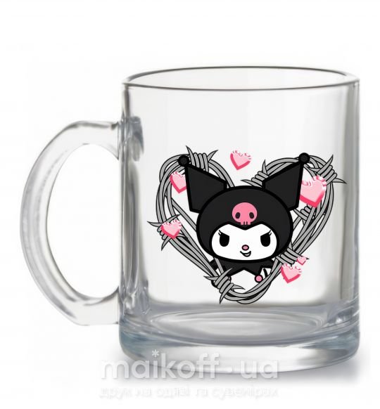 Чашка стеклянная Hello kitty kuromi Прозрачный фото