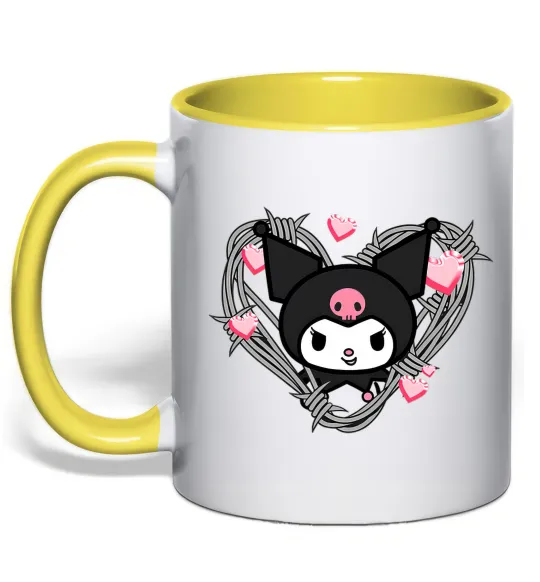 Чашка з кольоровою ручкою Hello kitty kuromi Лимонний фото