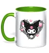 Чашка з кольоровою ручкою Hello kitty kuromi Лаймовий фото