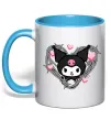 Чашка з кольоровою ручкою Hello kitty kuromi Блакитний фото