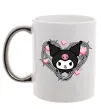 Чашка з кольоровою ручкою Hello kitty kuromi Срібло фото