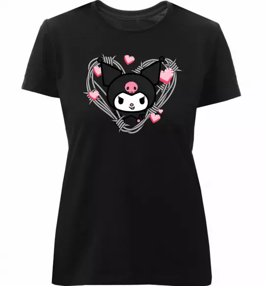 Женская премиум футболка Hello kitty kuromi Черный фото