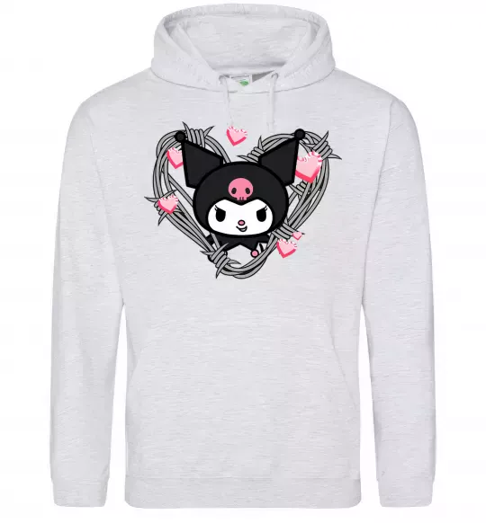 Мужская толстовка (худи) Hello kitty kuromi Серый меланж фото