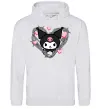 Мужская толстовка (худи) Hello kitty kuromi Серый меланж фото