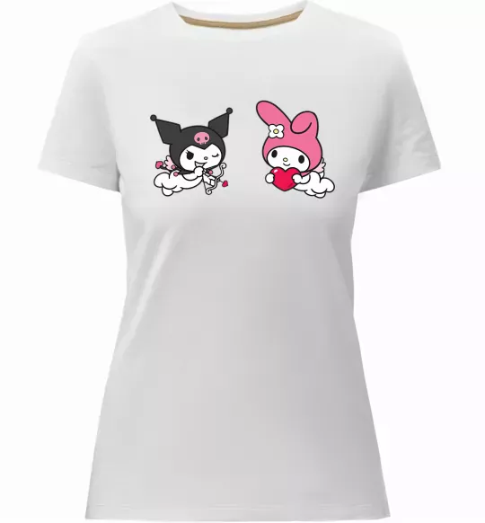 Женская премиум футболка Kuromi my melodi Белый фото