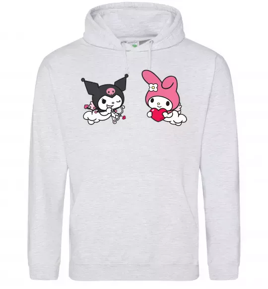 Мужская толстовка (худи) Kuromi my melodi Серый меланж фото
