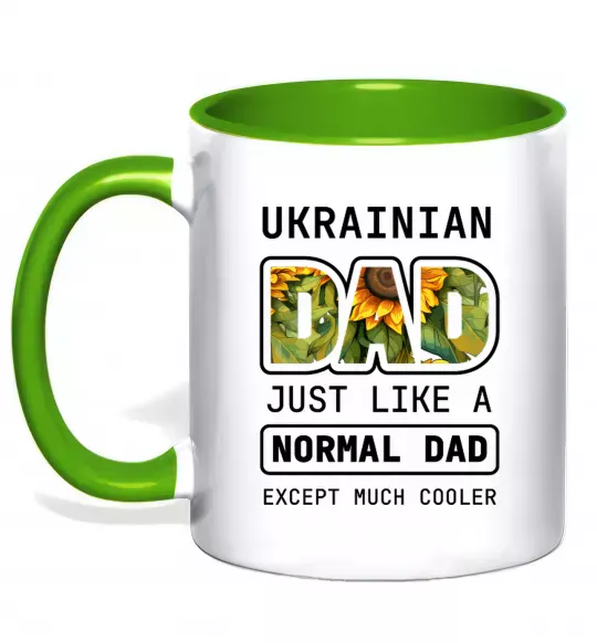 Чашка с цветной ручкой Ukrainian dad Зеленый фото