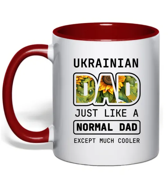 Чашка с цветной ручкой Ukrainian dad Красный фото