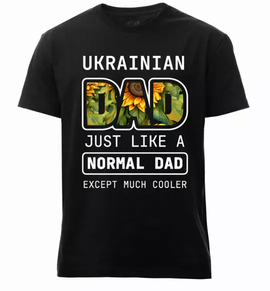 Мужская премиум футболка Ukrainian dad Черный фото