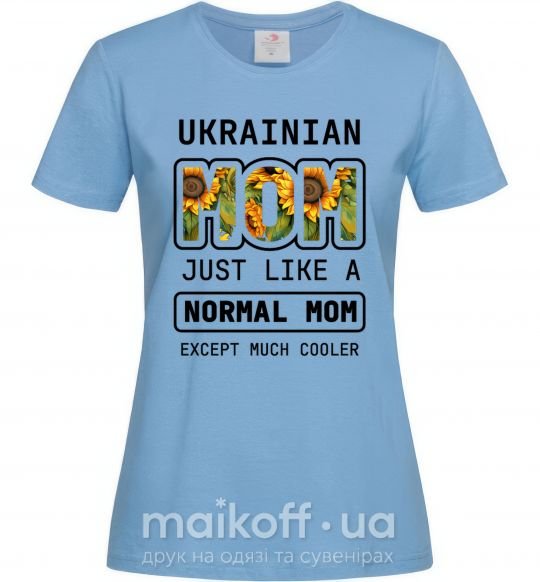 Жіноча футболка Ukrainian mom Блакитний фото