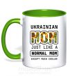Чашка с цветной ручкой Ukrainian mom Зеленый фото