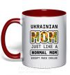 Чашка с цветной ручкой Ukrainian mom Красный фото