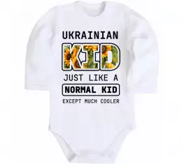 Детский боди Ukrainian kid Белый фото