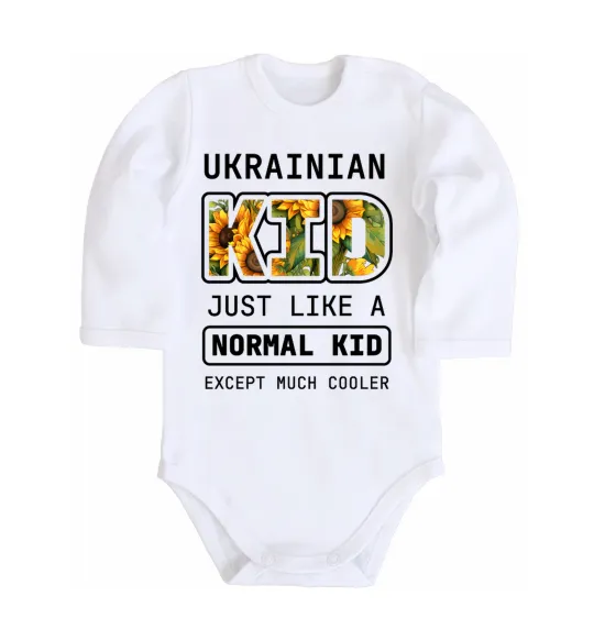 Дитячий бодік Ukrainian kid Білий фото
