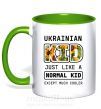 Чашка з кольоровою ручкою Ukrainian kid Зелений фото