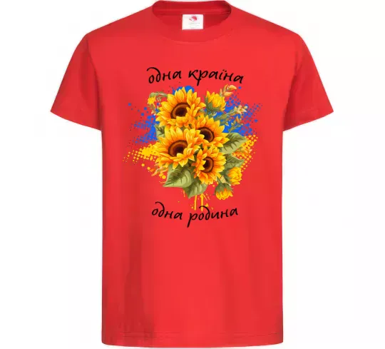 Детская футболка Одна країна одна родина Красный фото